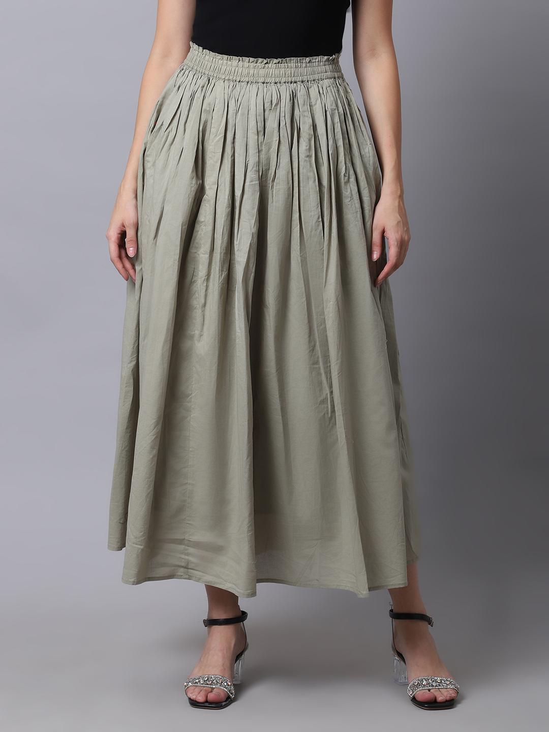 Sage Green Gathered Maxi Skirt