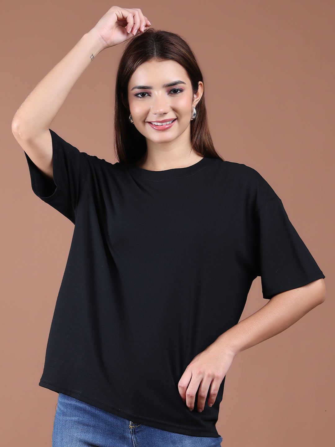 Women's Oversized Drop-Shoulder T-Shirt – Black