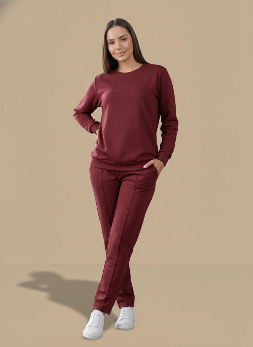 Women's Relaxed Fit Co-ord Tracksuit Set – Maroon