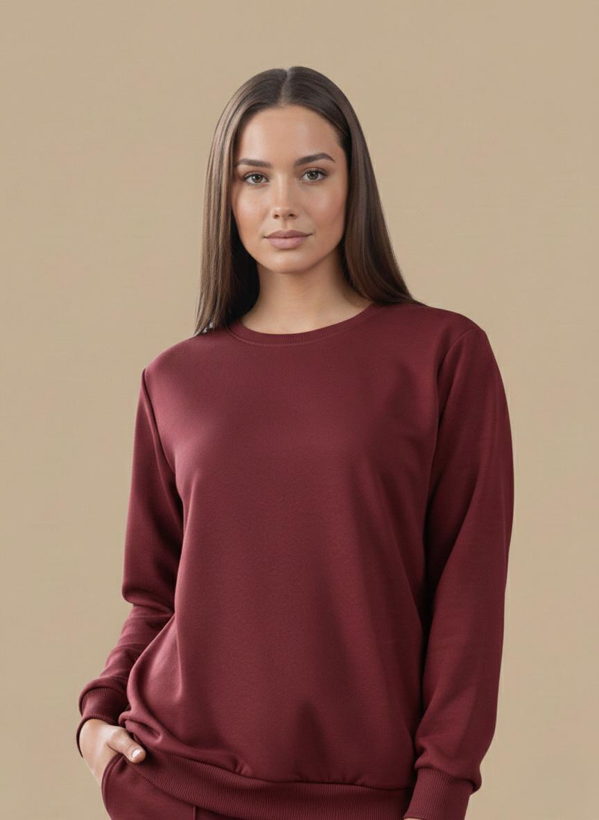 Women's Relaxed Fit Co-ord Tracksuit Set – Maroon