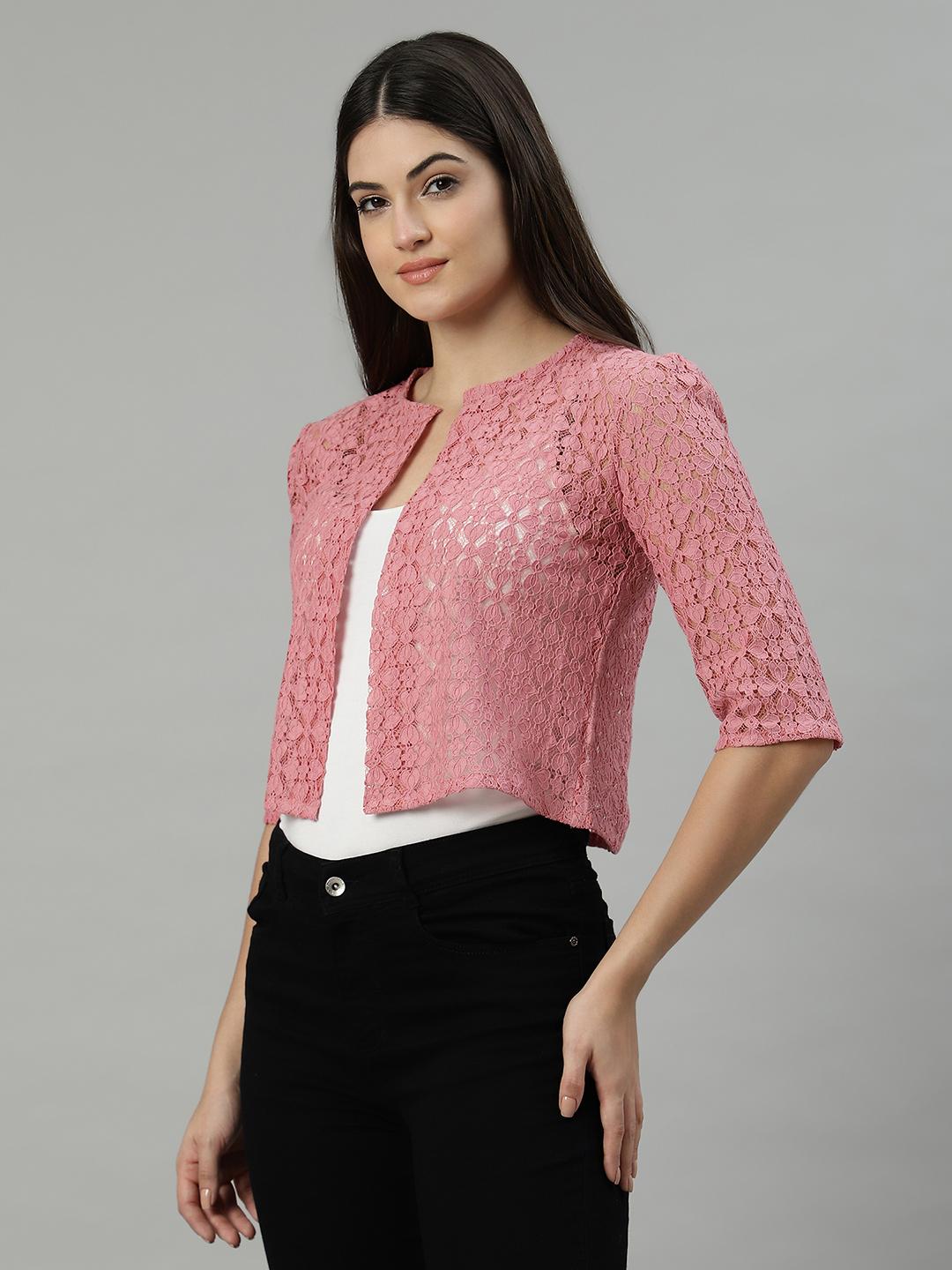 Unaone Women's Dusty Pink Lace Shrug
