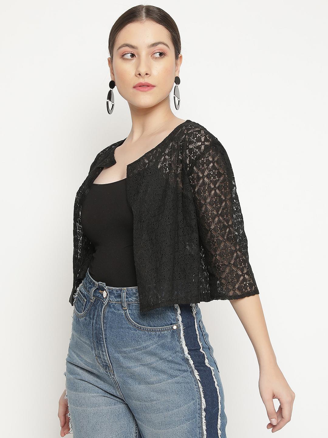 Black Lace Shrug – Women's Cropped Overlay