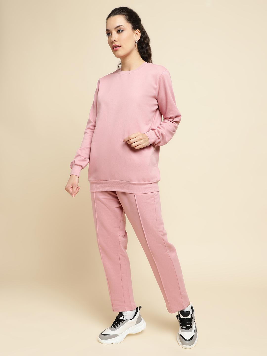 Dusty Pink Cotton Terry Tracksuit Co-ord Set – Sweatshirt & Jogger