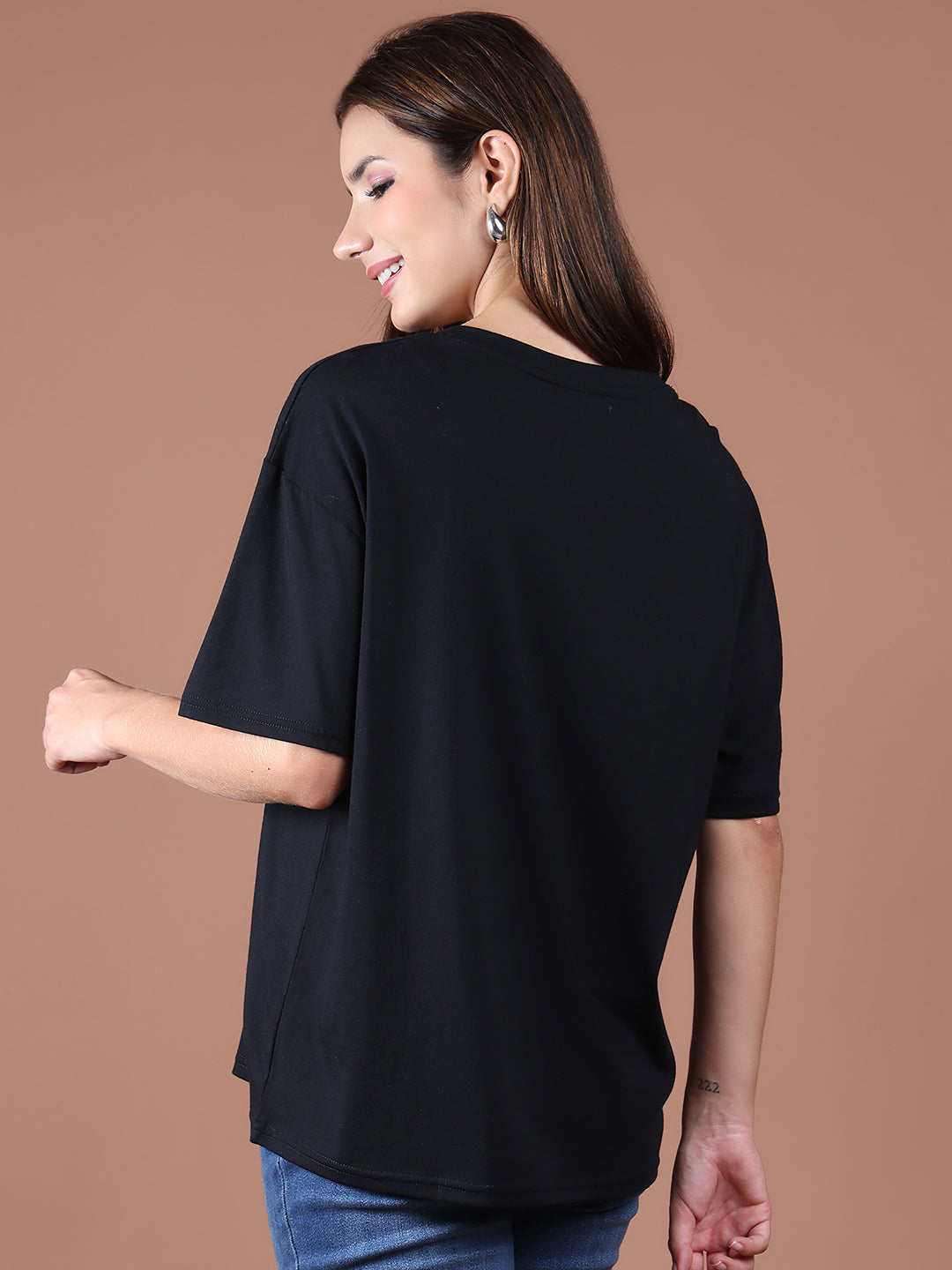 Women's Oversized Drop-Shoulder T-Shirt – Black