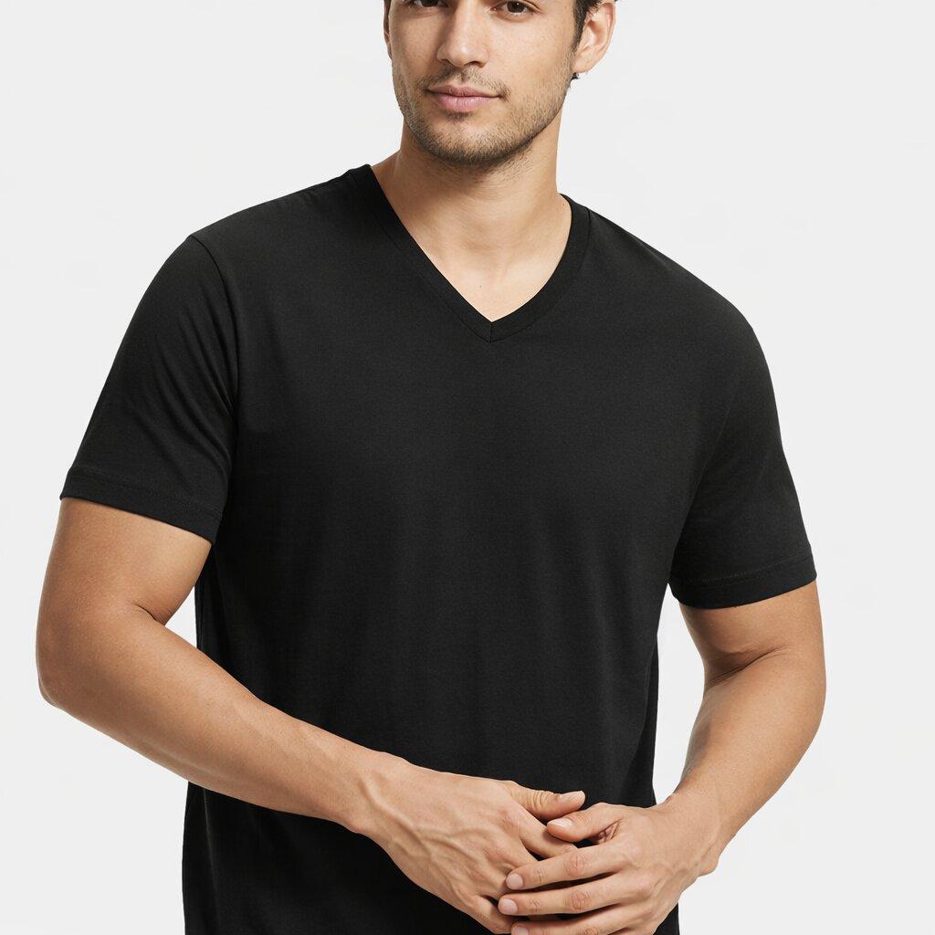 Men's Classic V-Neck Cotton T-Shirt – Black