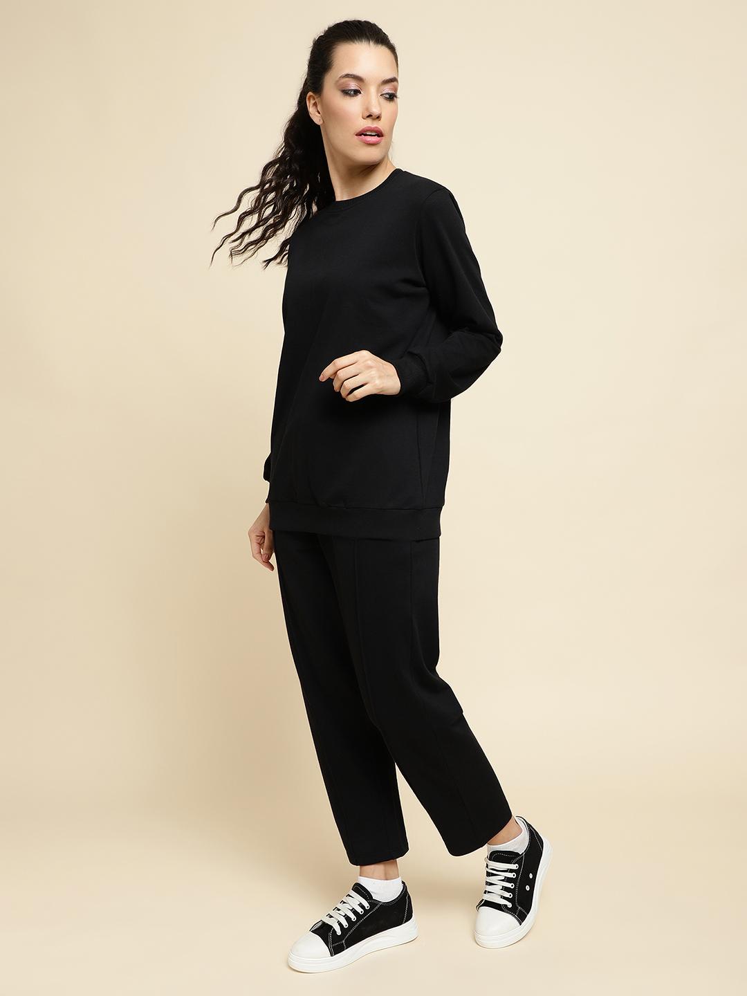 Women's Black Co-ord Tracksuit Set – Sweatshirt & Jogger