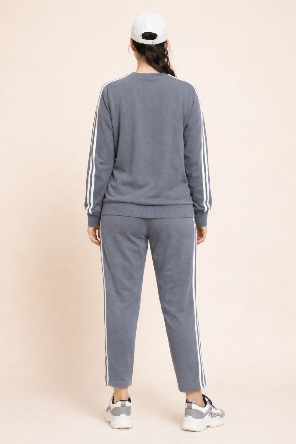 Stripe Tape Co-ord Tracksuit Set – Steel Grey