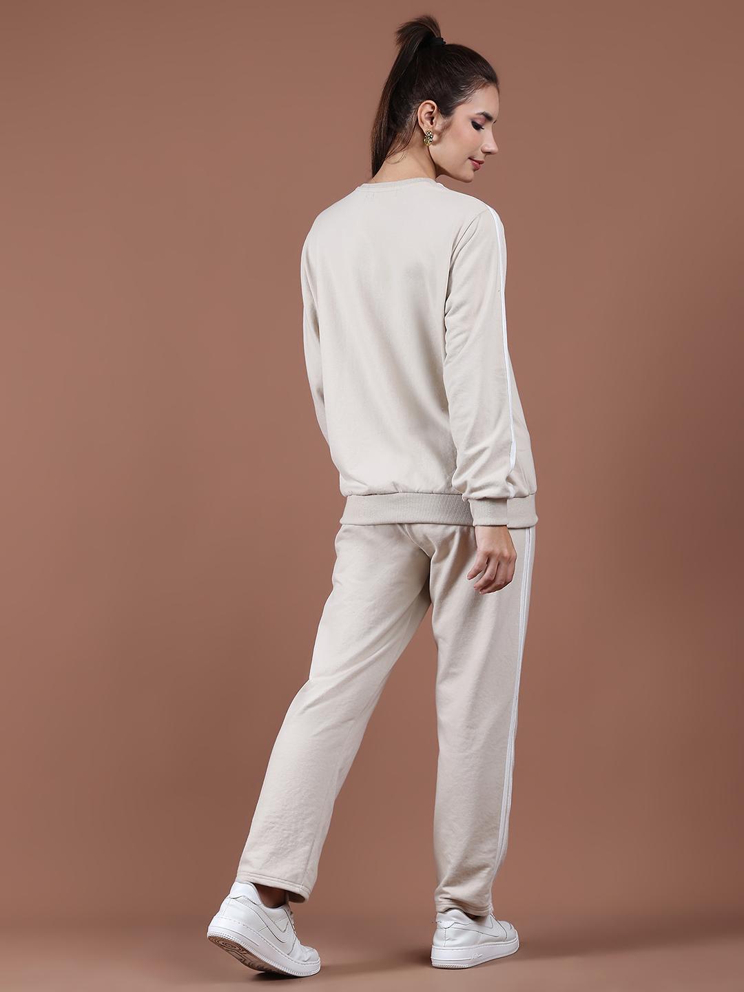 Beige Co-ord Tracksuit Set – Sweatshirt & Jogger