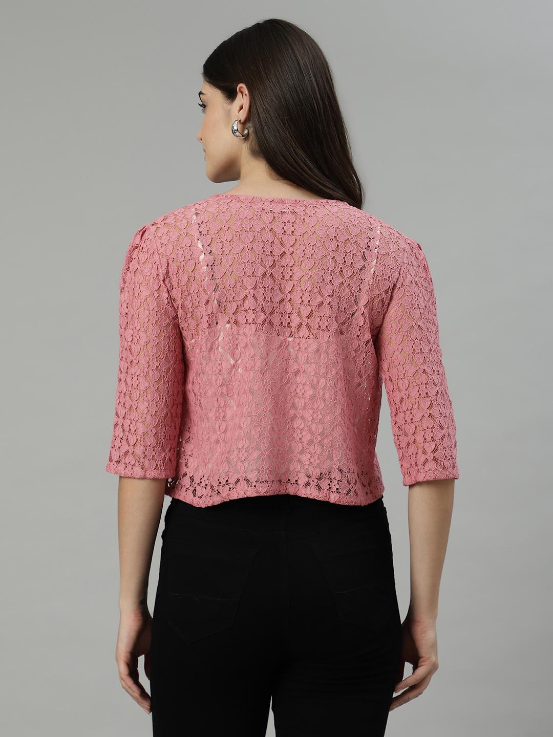 Unaone Women's Dusty Pink Lace Shrug