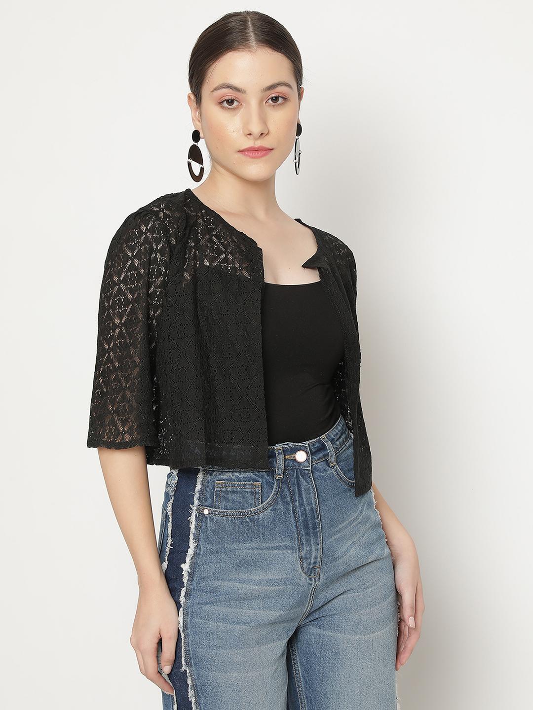 Black Lace Shrug – Women's Cropped Overlay