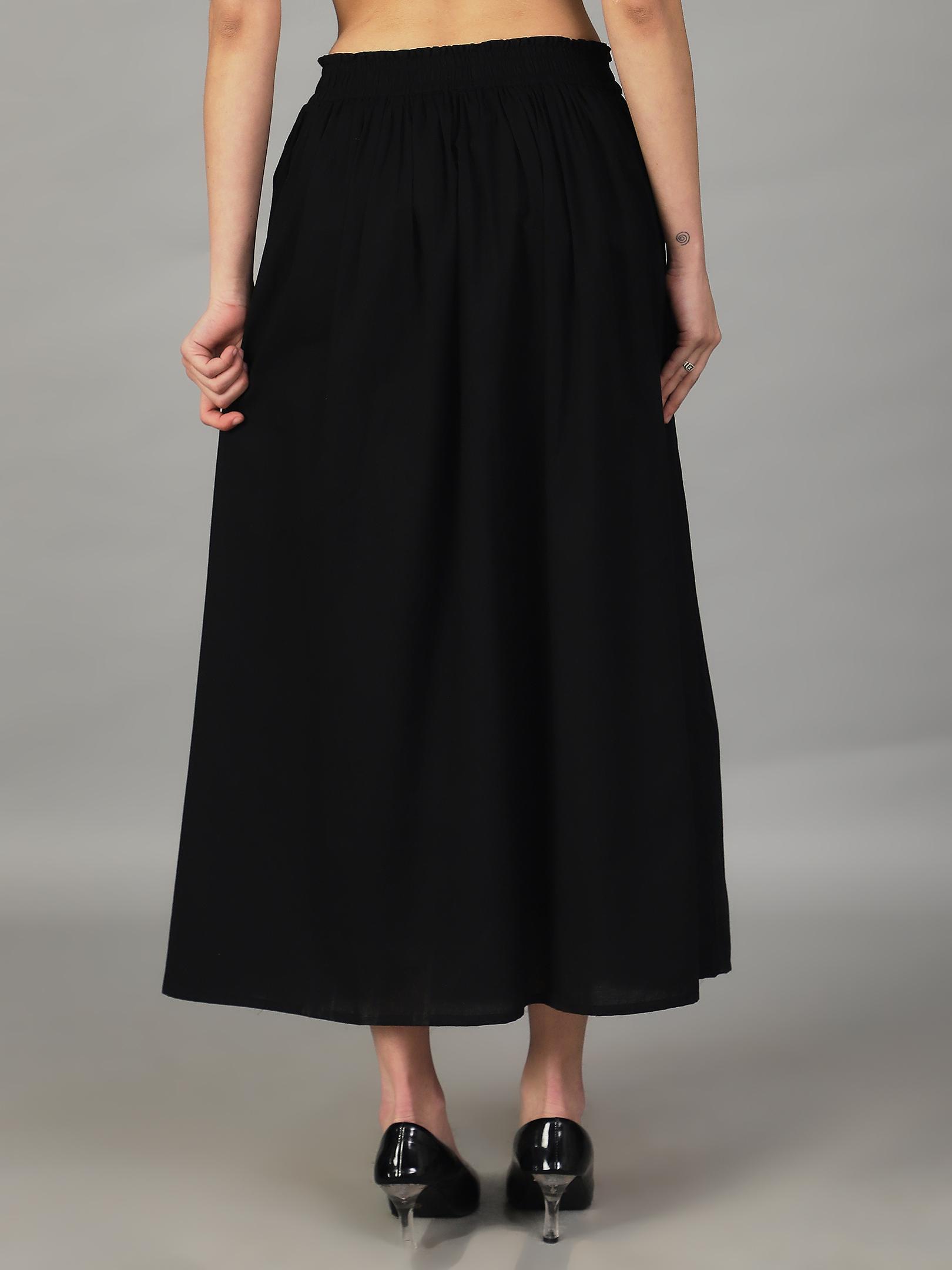 Black Smocked Waist Maxi Skirt