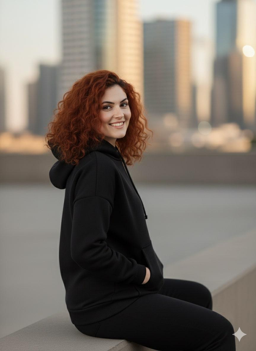 Women's Cotton Fleece Hoodie – Black