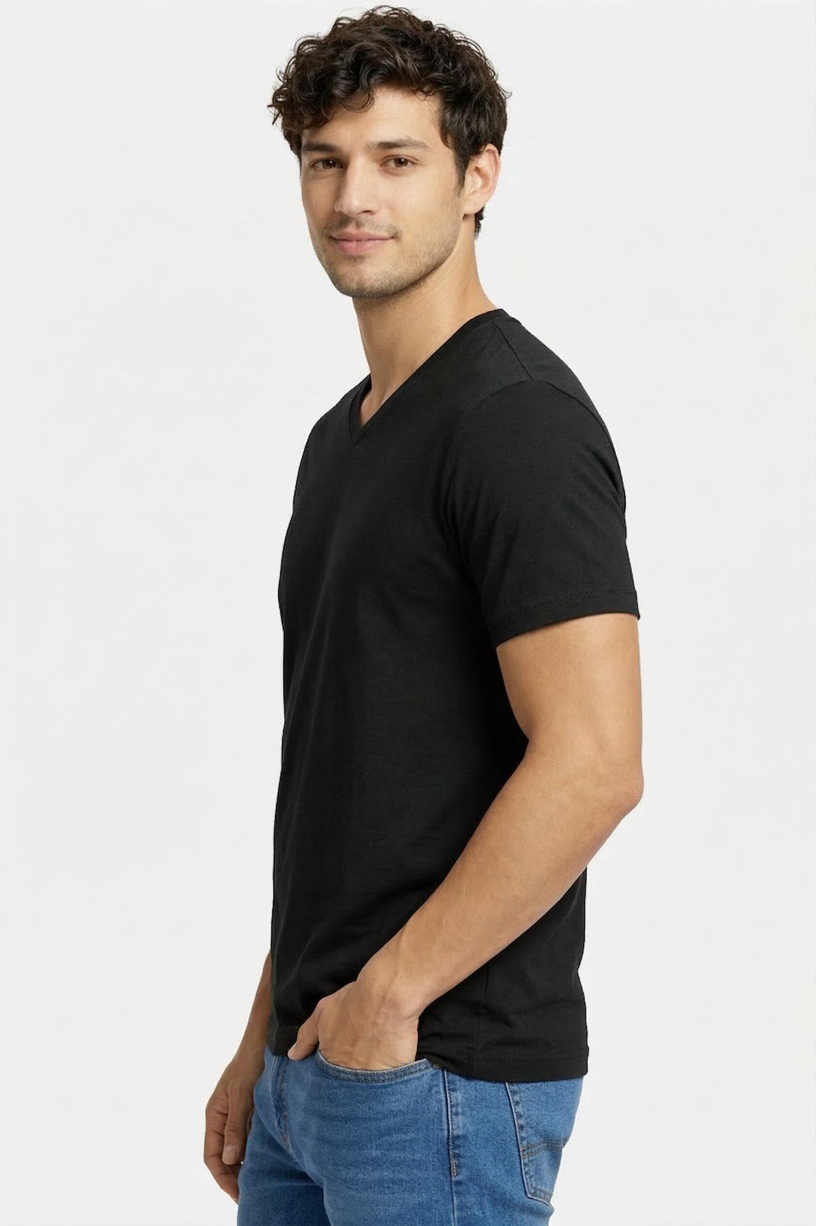 Men's Classic V-Neck Cotton T-Shirt – Black