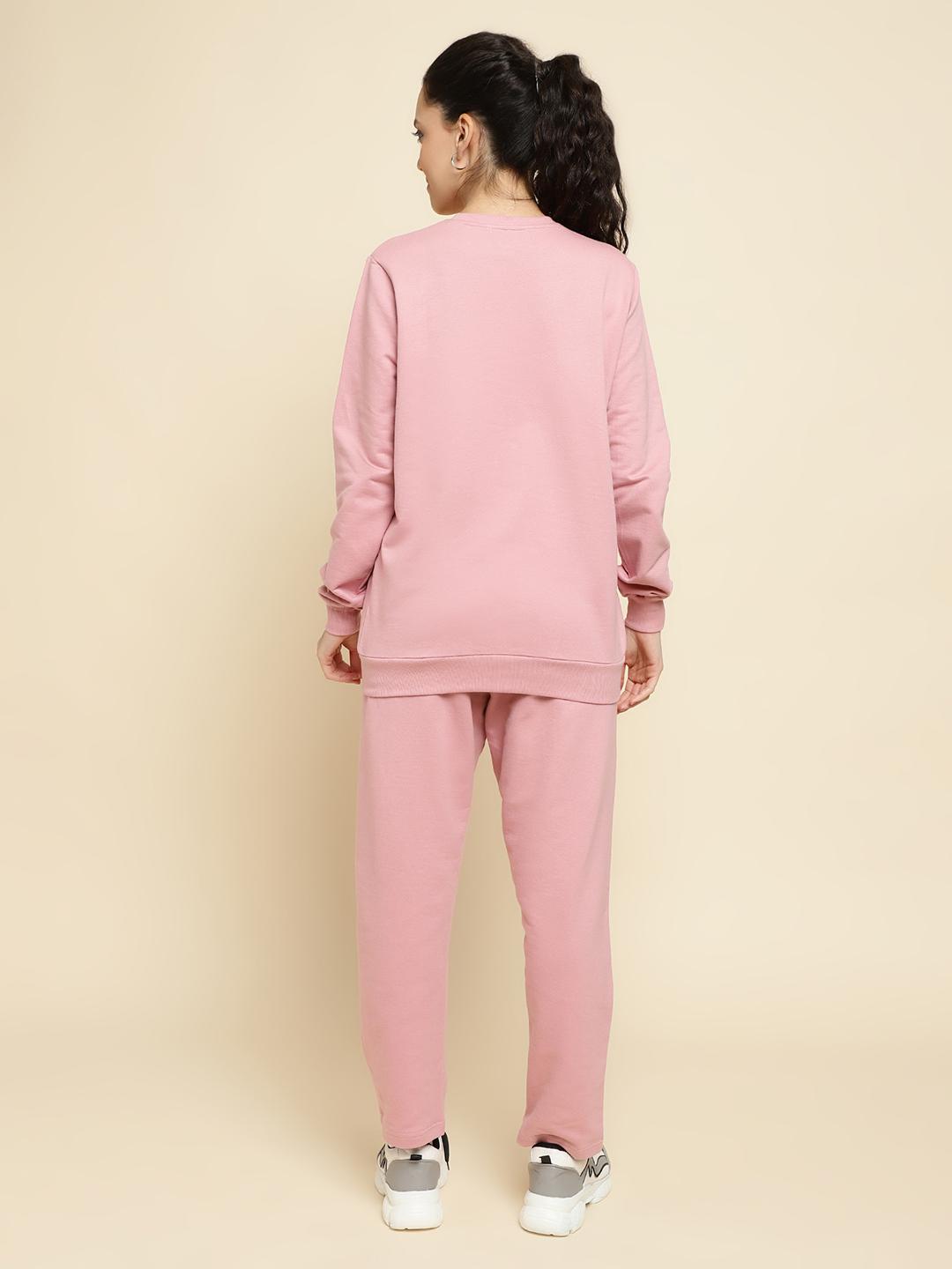 Dusty Pink Cotton Terry Tracksuit Co-ord Set – Sweatshirt & Jogger