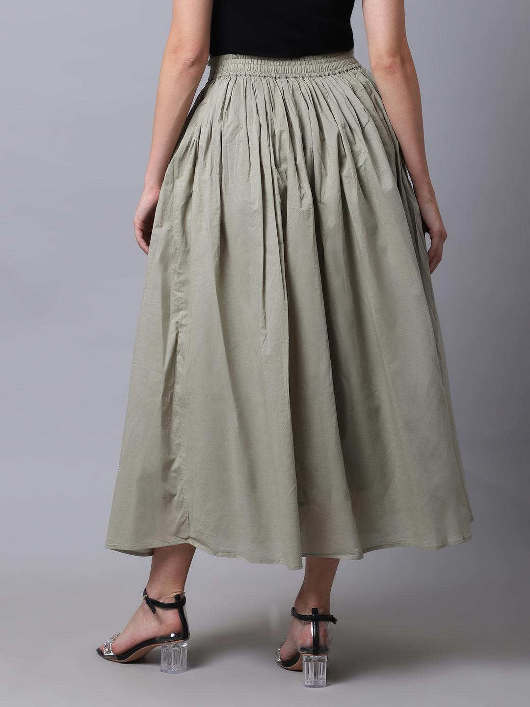 Sage Green Gathered Maxi Skirt