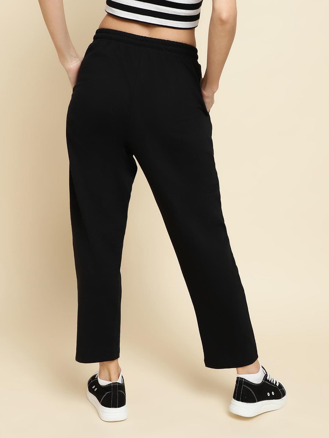 Unaone Women's Terry Cotton Trackpants – Black
