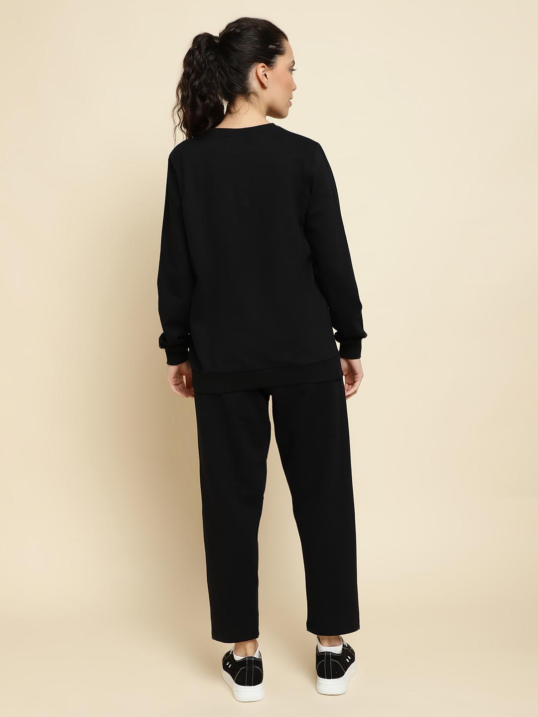 Women's Black Co-ord Tracksuit Set – Sweatshirt & Jogger