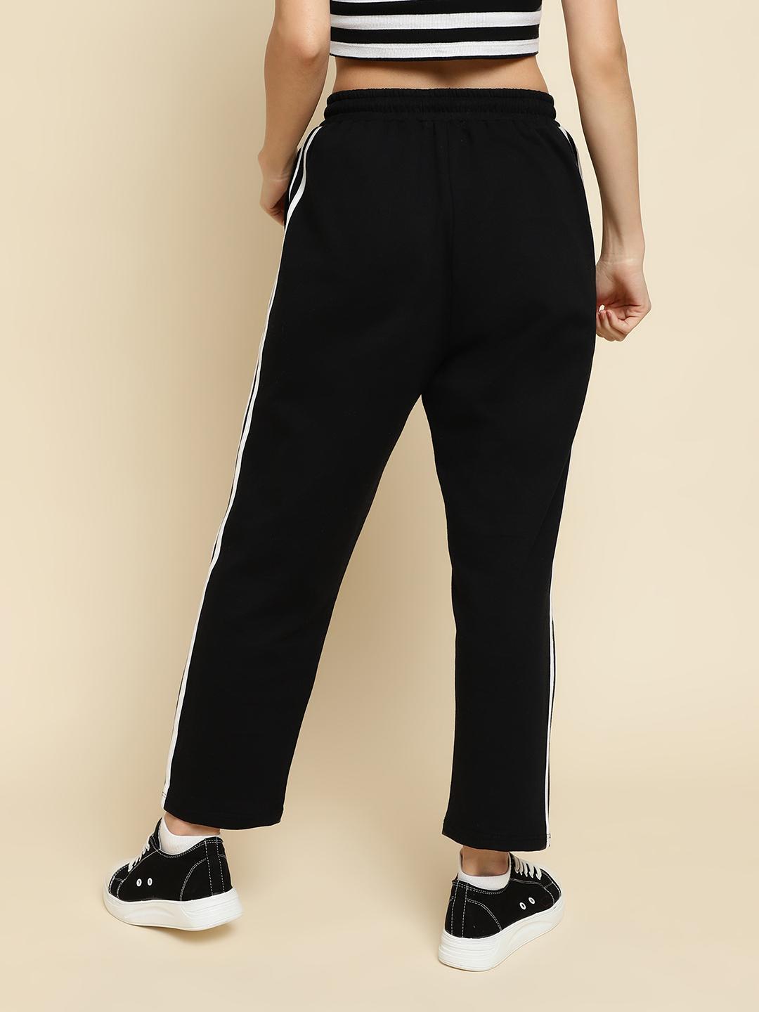 Women's Terry Cotton Track Pants – Black