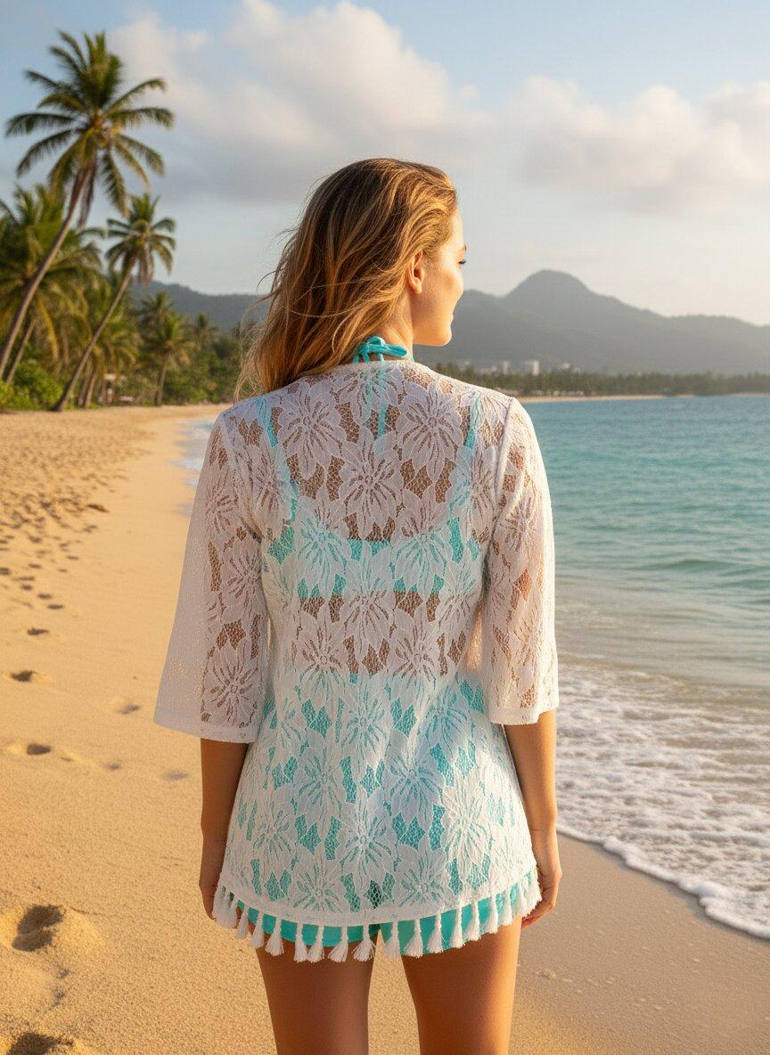 Floral Lace Shrug – White