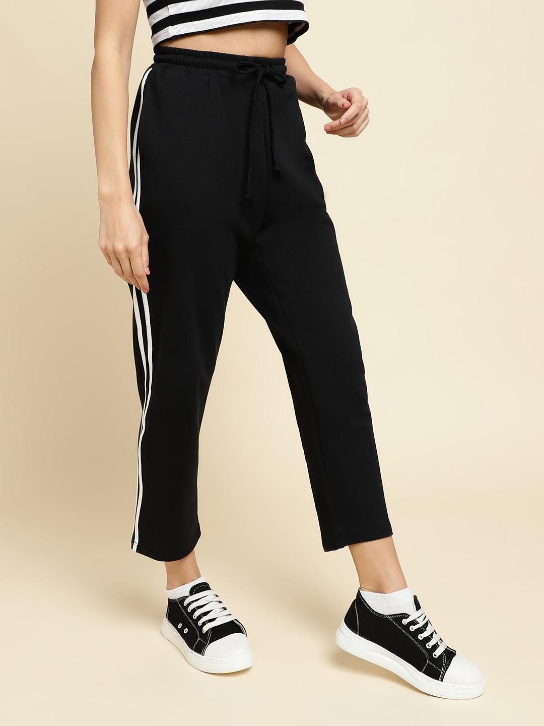 Women's Terry Cotton Track Pants – Black