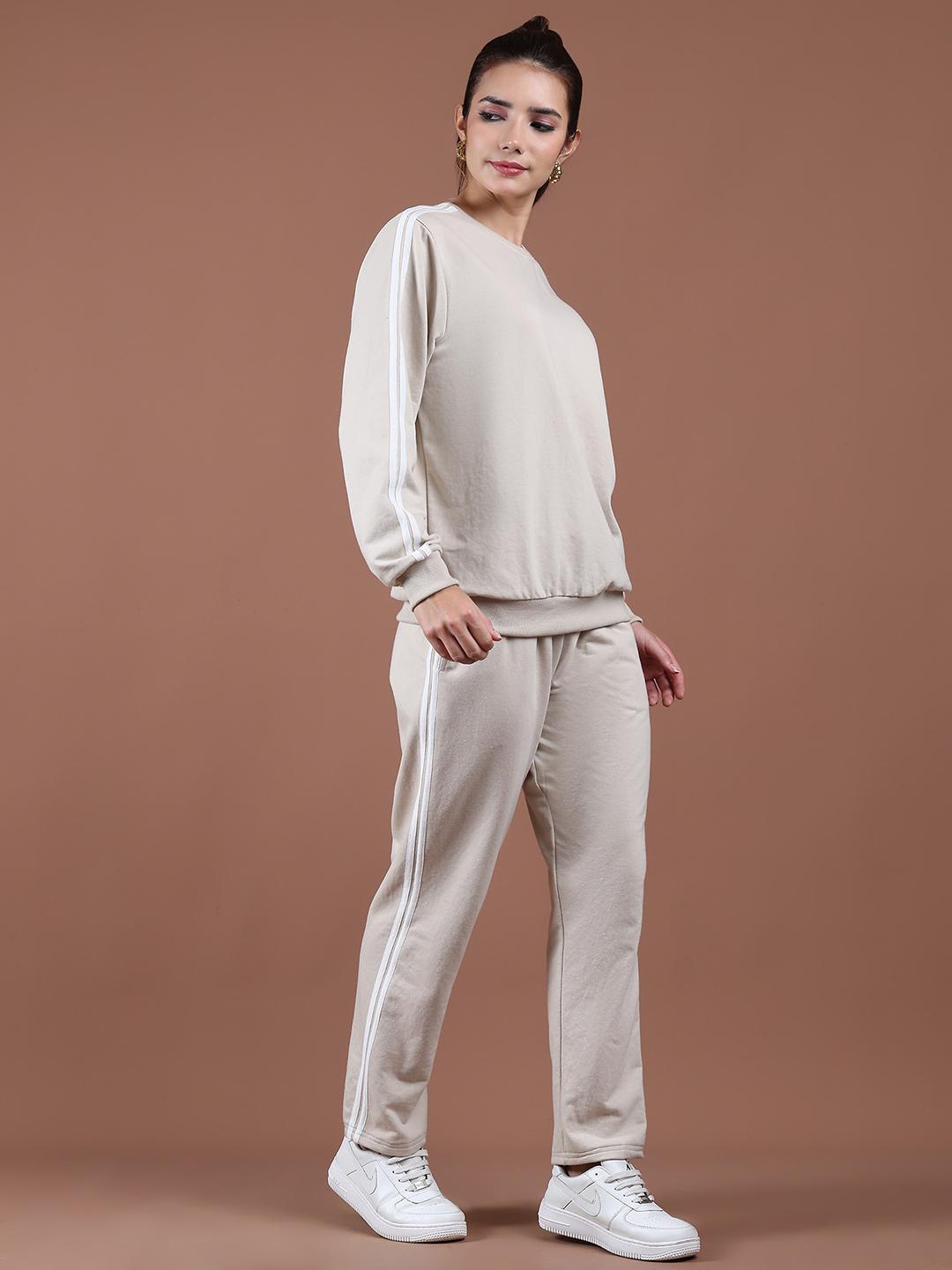 Beige Co-ord Tracksuit Set – Sweatshirt & Jogger