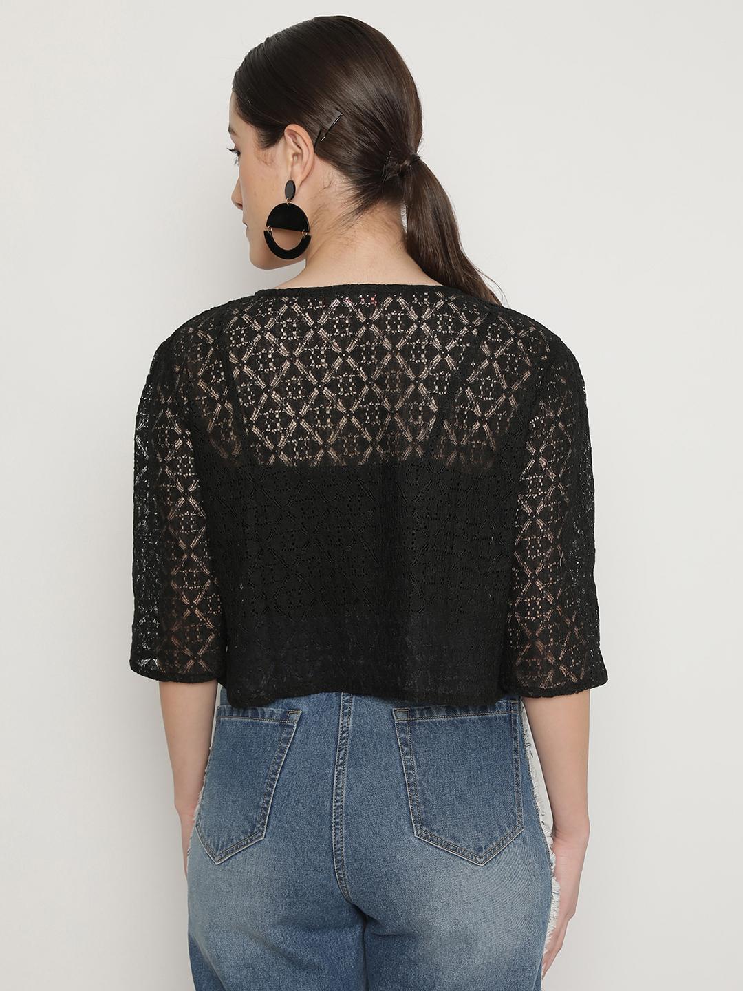 Black Lace Shrug – Women's Cropped Overlay