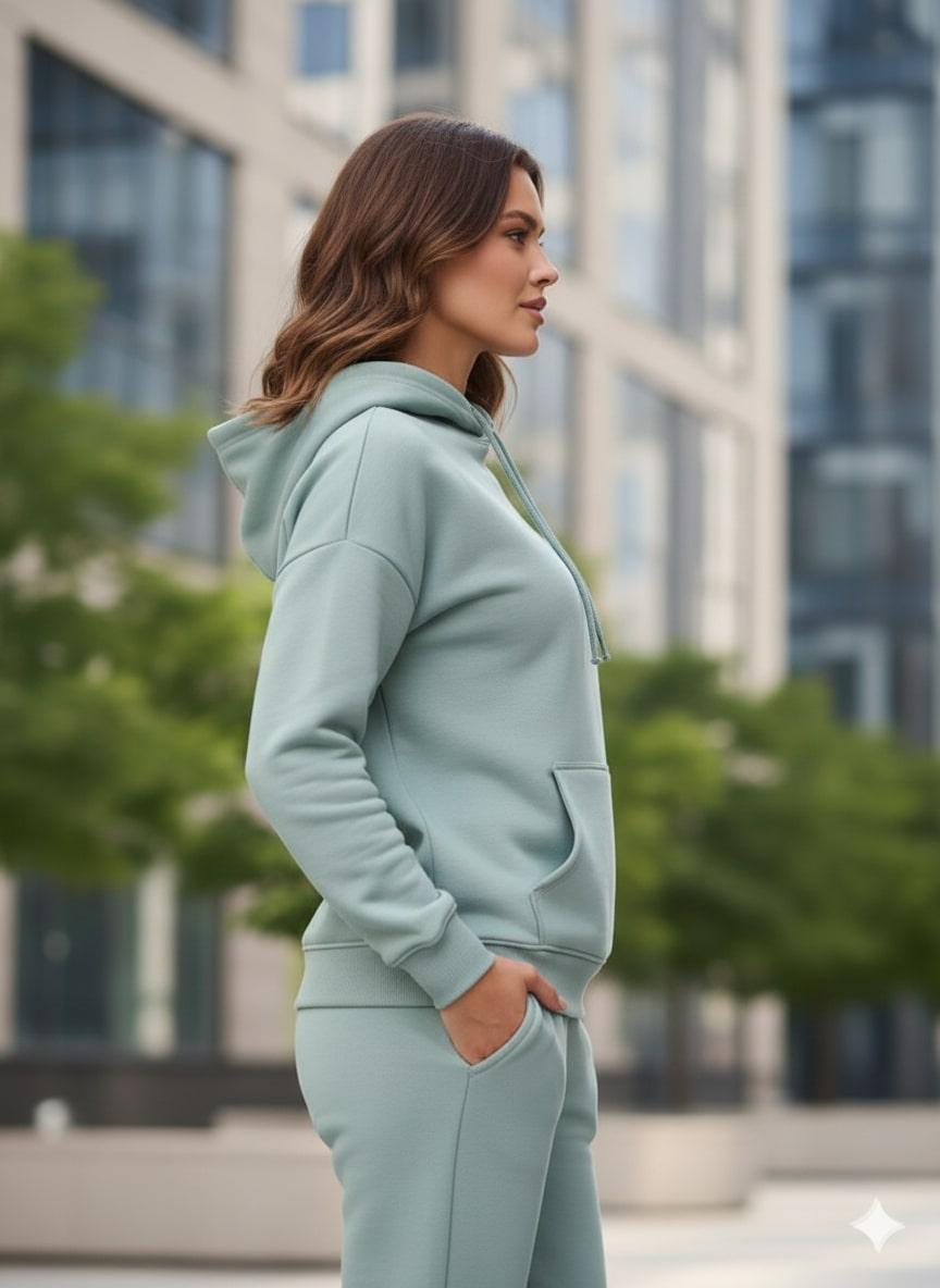 Cotton Fleece Oversized Sweatshirt – Sage Green