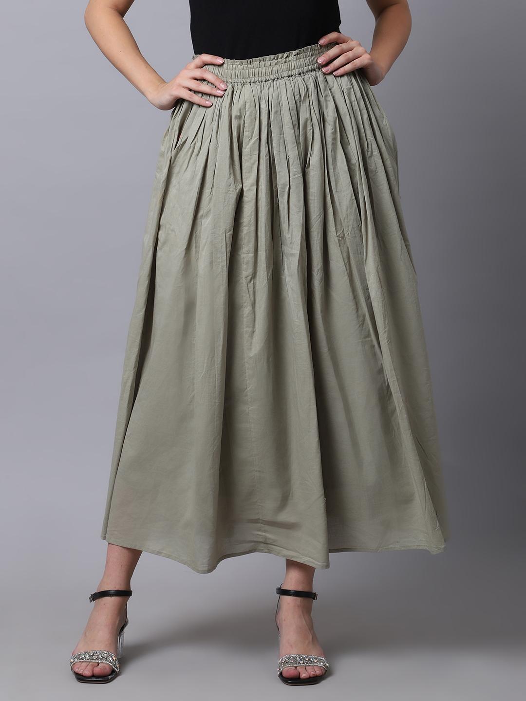 Sage Green Gathered Maxi Skirt