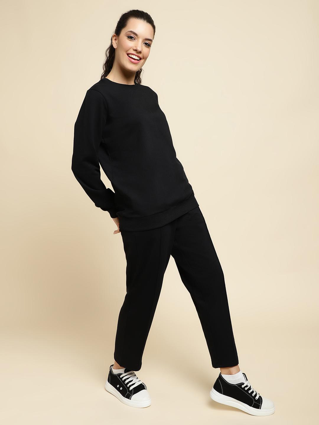Women's Black Co-ord Tracksuit Set – Sweatshirt & Jogger