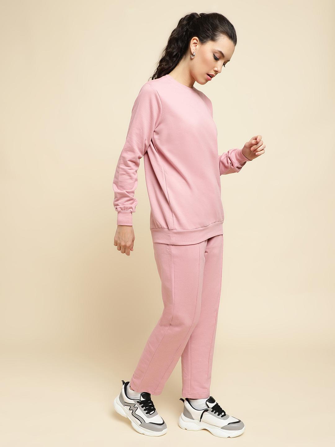 Dusty Pink Cotton Terry Tracksuit Co-ord Set – Sweatshirt & Jogger