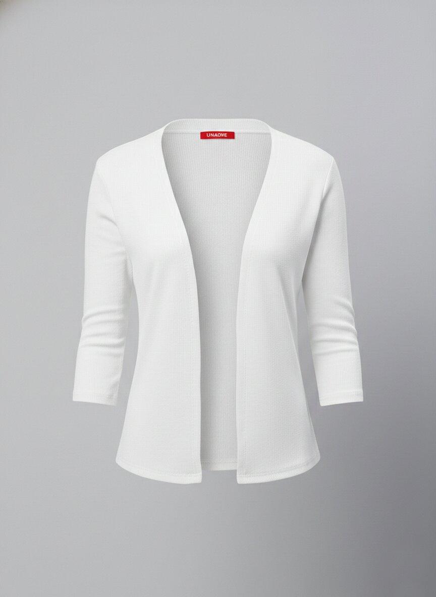 Women's Ribbed Open-Front Shrug – Off White