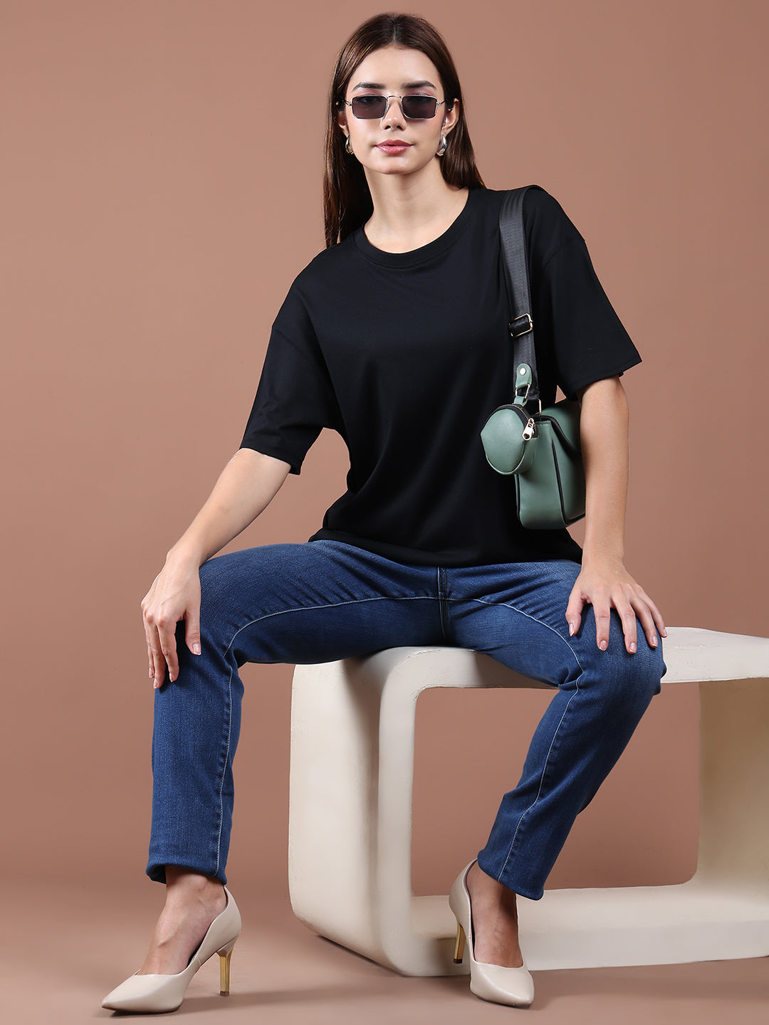 Women's Oversized Drop-Shoulder T-Shirt – Black