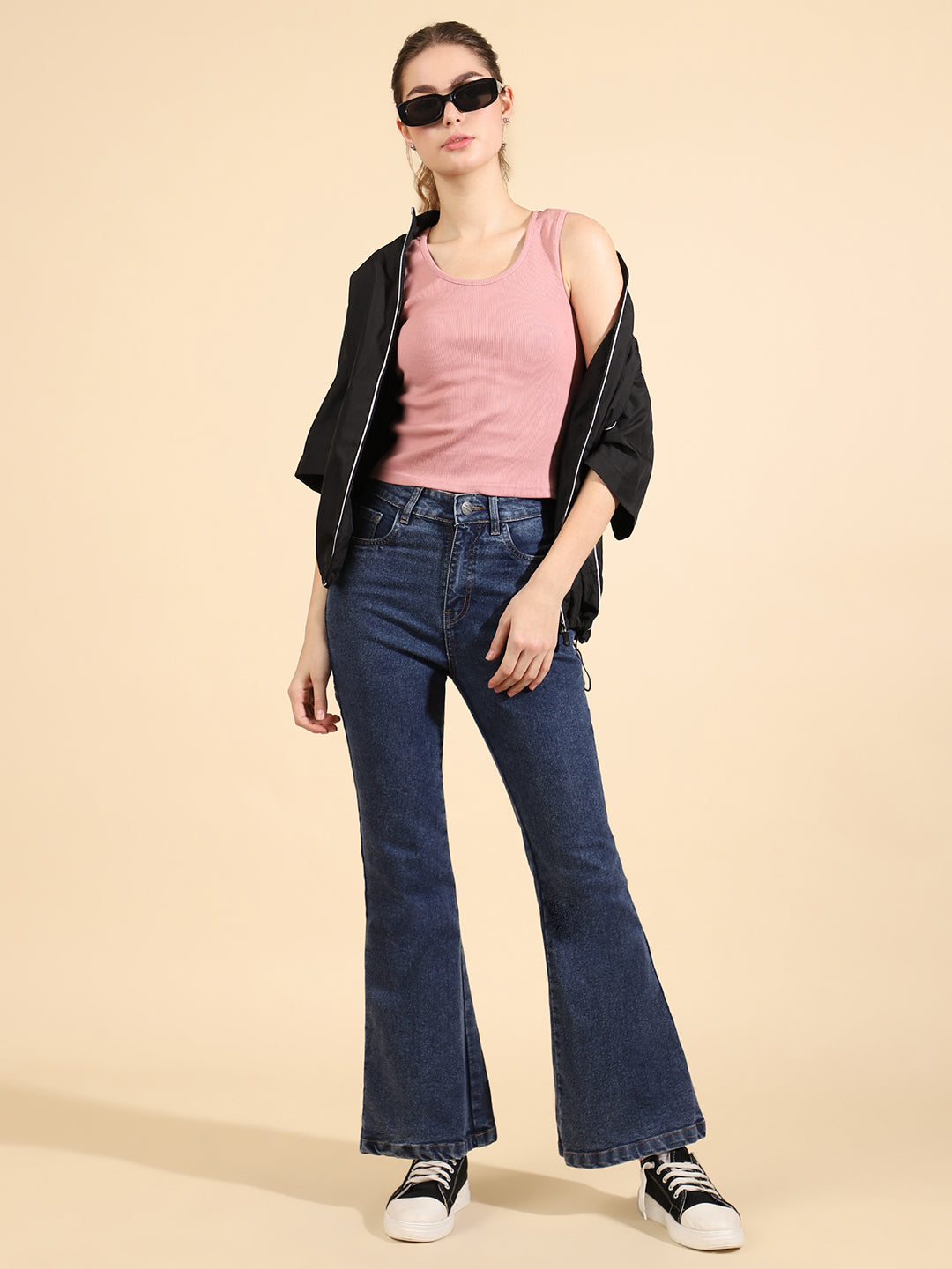 Unaone Women Purple Cotton Ribbed Sleeveless Fitted Vest Tank Top