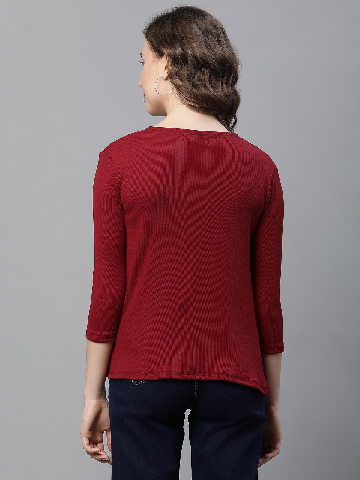Women's Ribbed Open-Front Shrug – Maroon