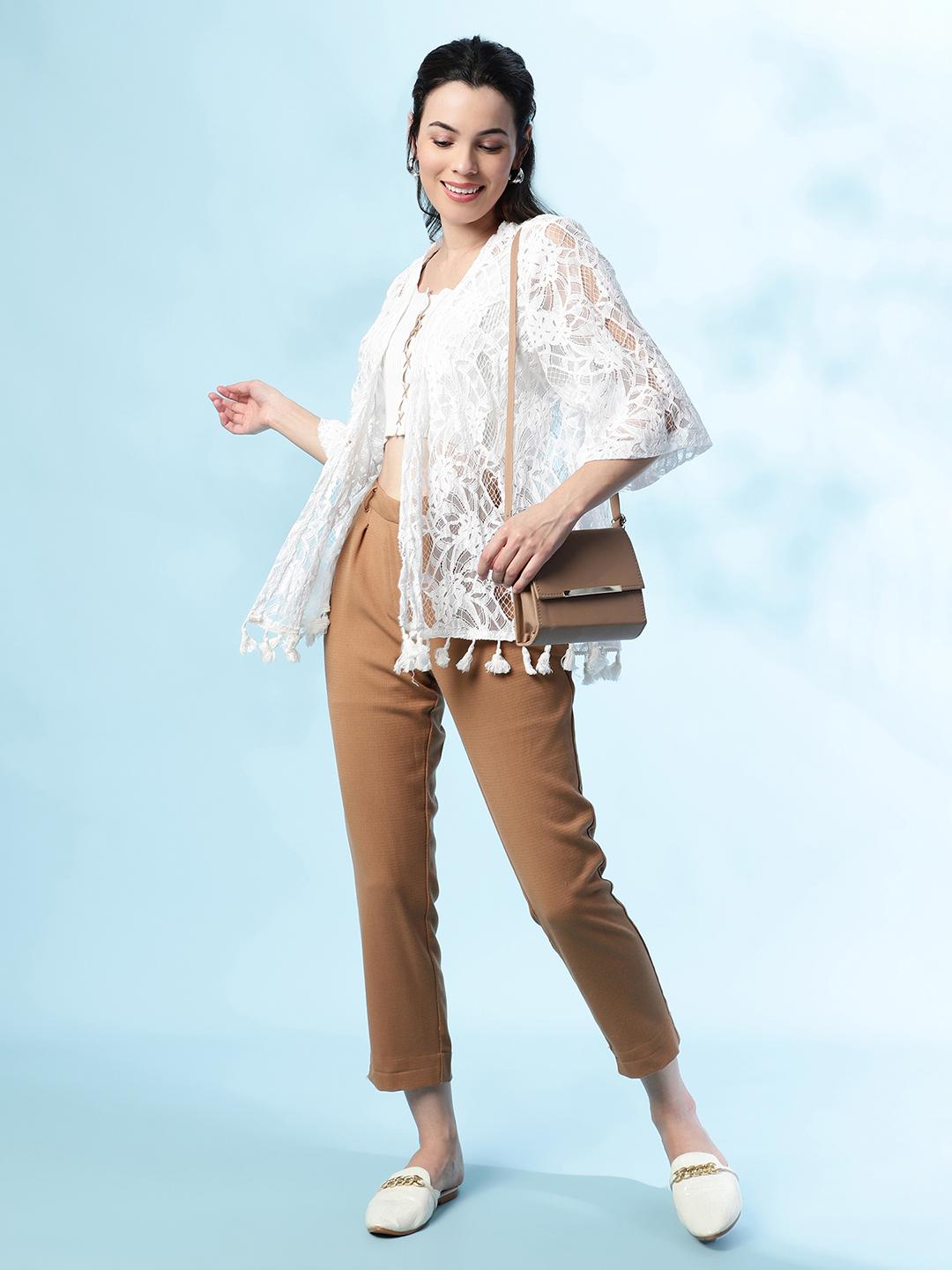 White Lace Shrug – Open-Front Floral Crochet Cover-Up