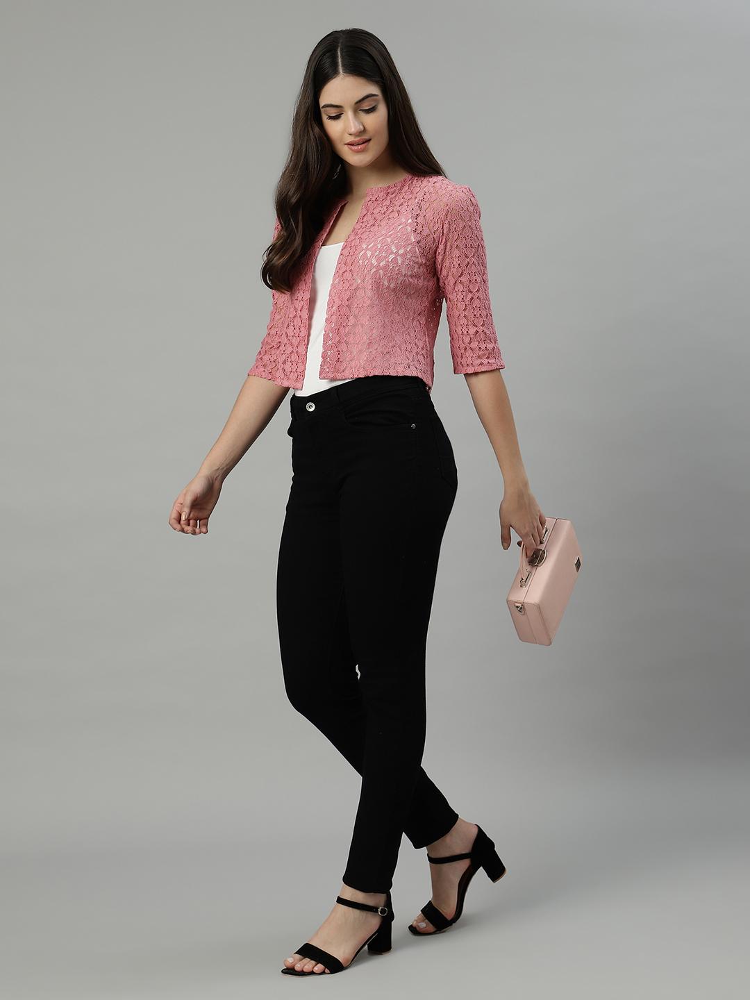 Unaone Women's Dusty Pink Lace Shrug
