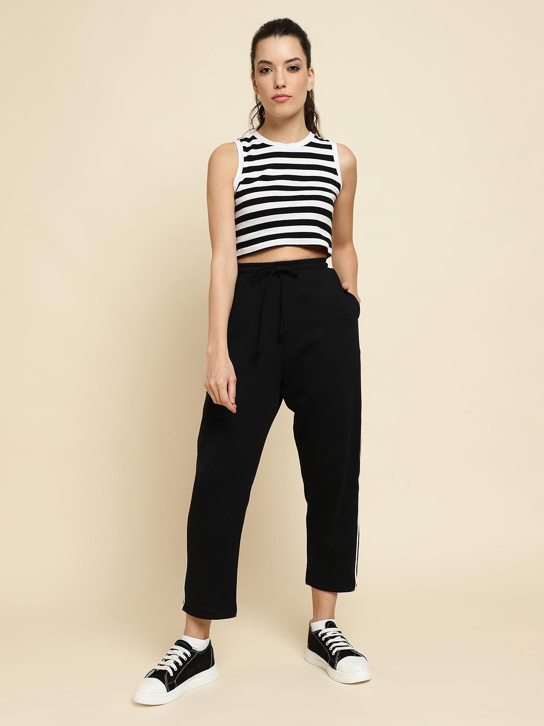 Women's Terry Cotton Track Pants – Black