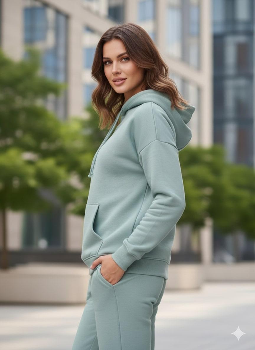 Cotton Fleece Oversized Sweatshirt – Sage Green