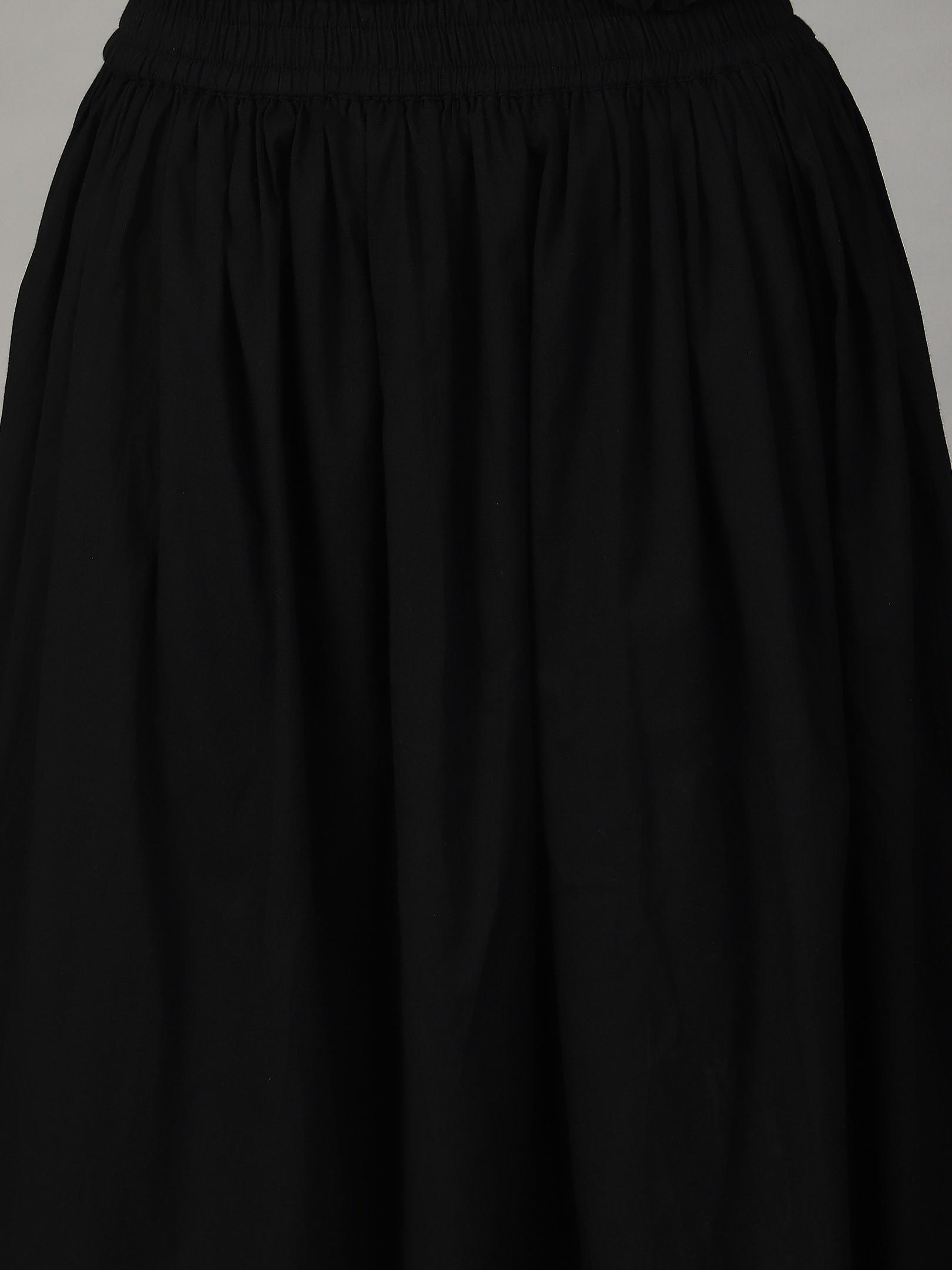 Black Smocked Waist Maxi Skirt