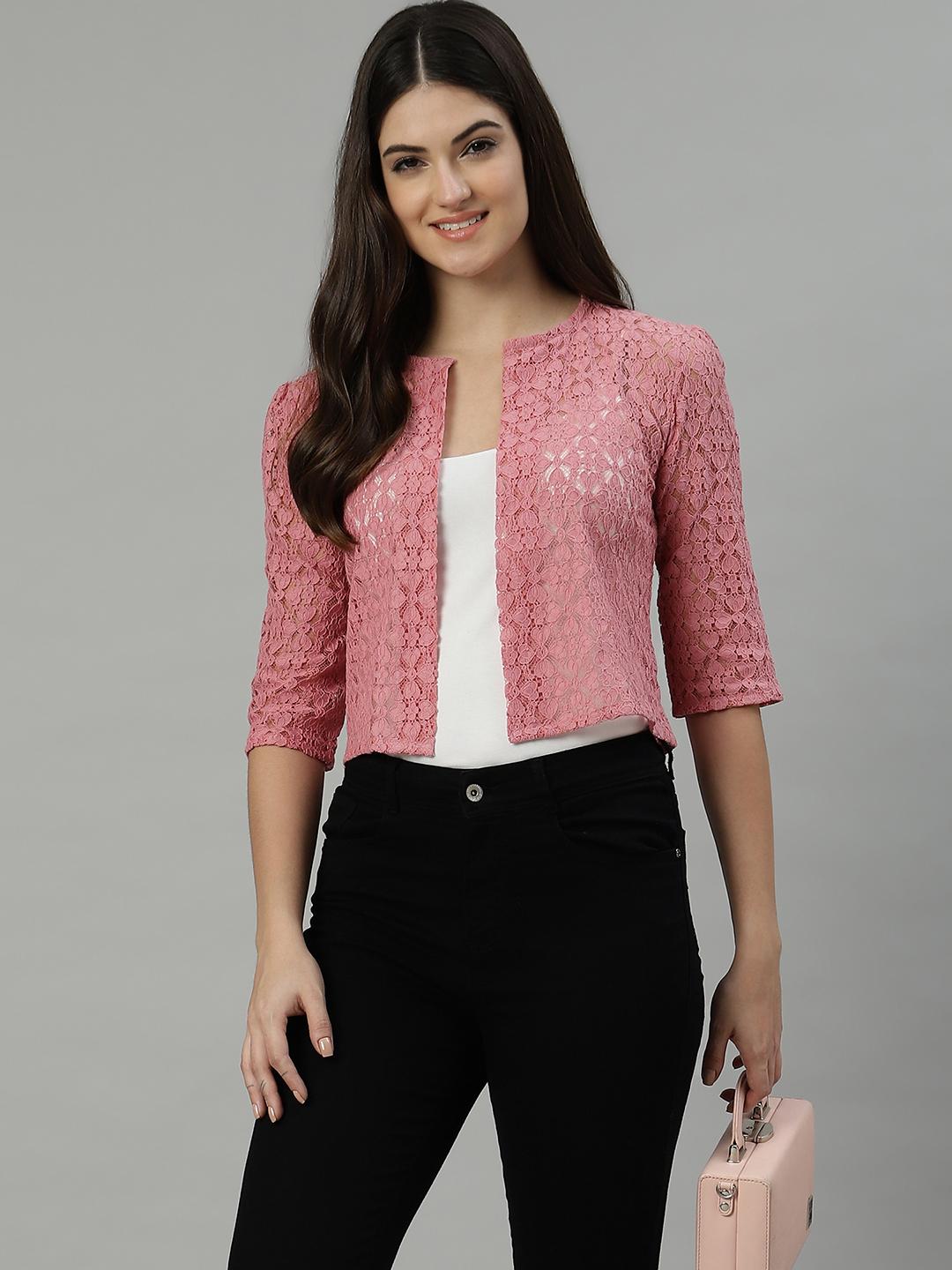 Unaone Women's Dusty Pink Lace Shrug