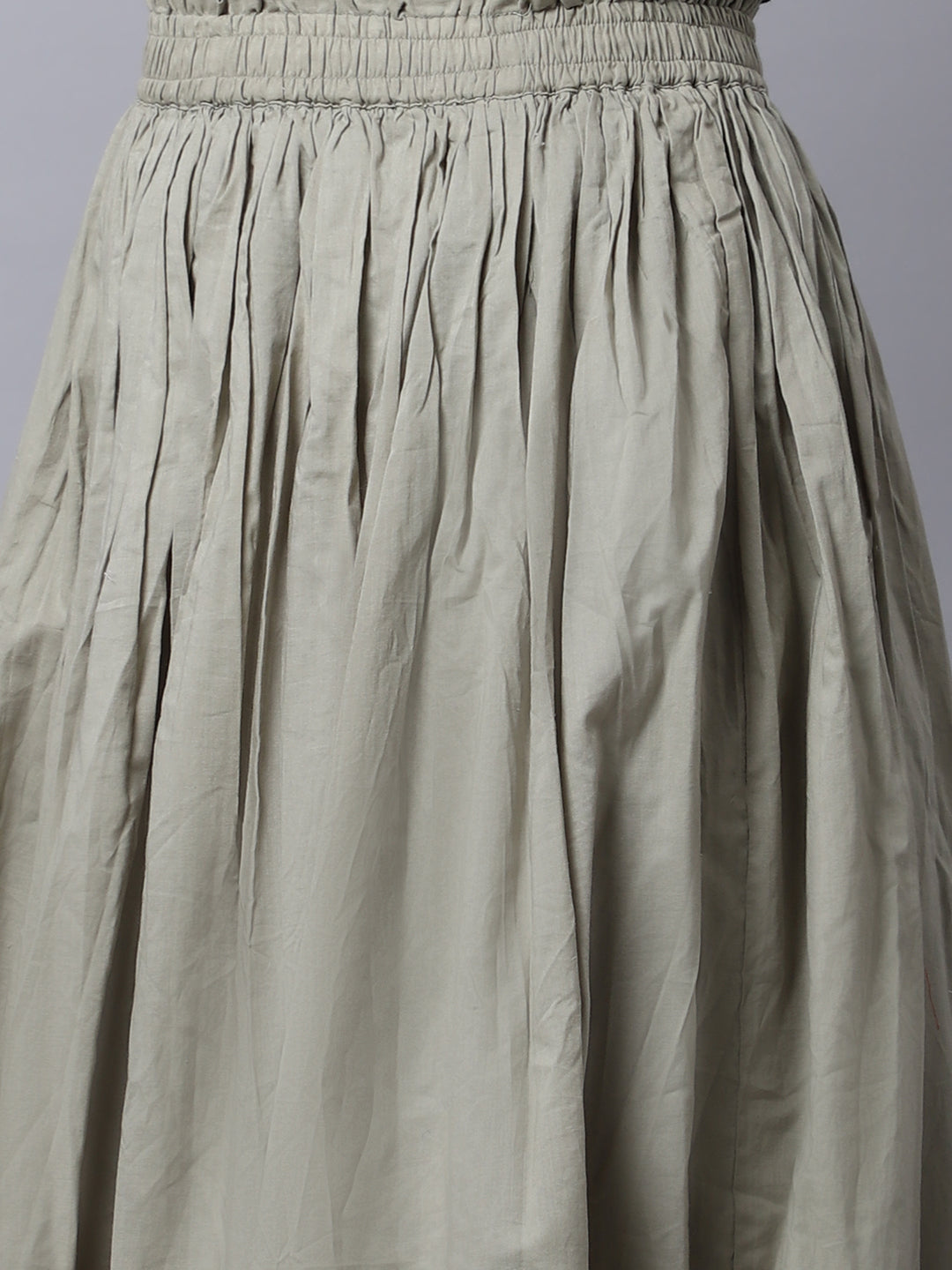 Unaone Women Beige Solid Flared Maxi Skirts With Lining