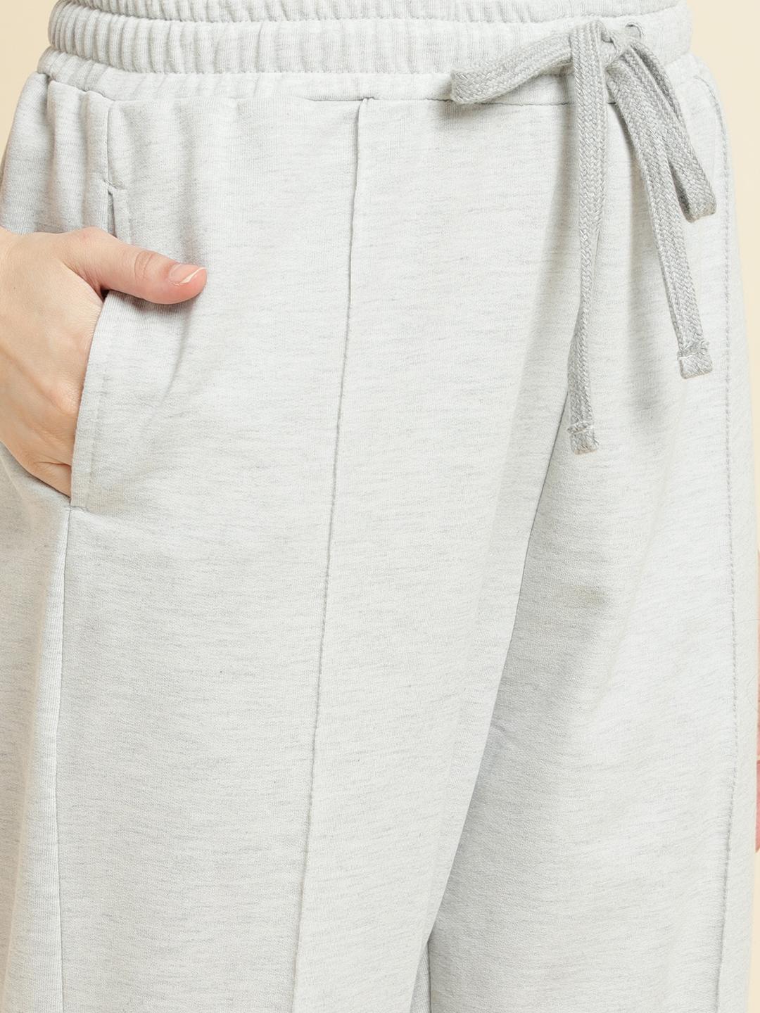 Unaone Women's Cotton Terry Trackpant – Light Grey