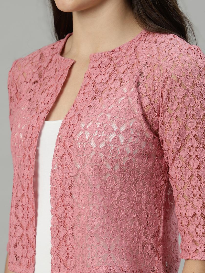 Unaone Women's Dusty Pink Lace Shrug