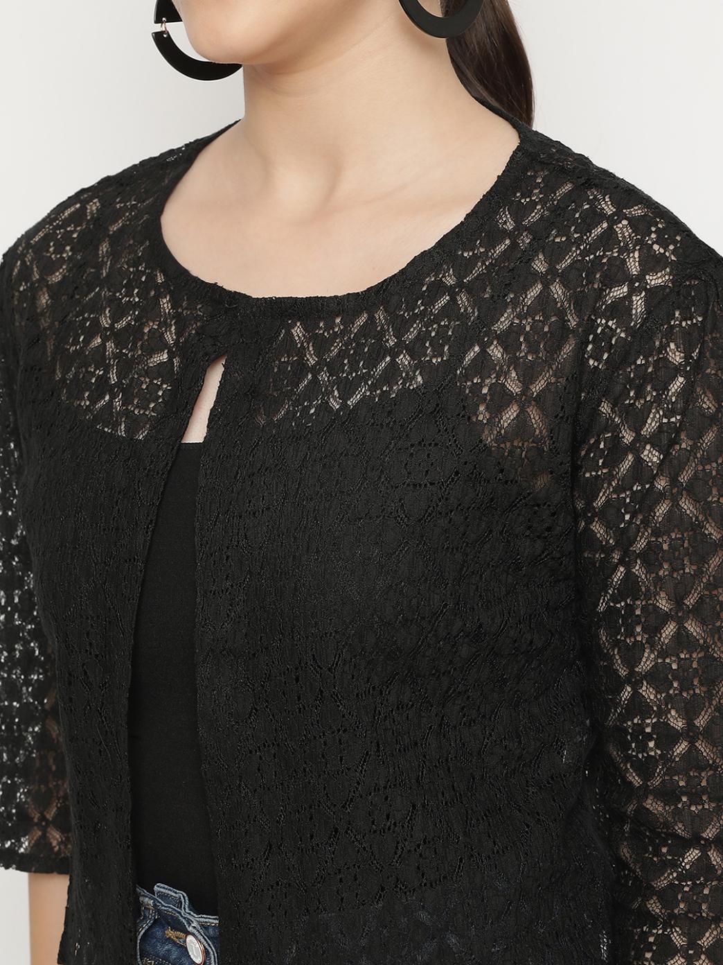 Black Lace Shrug – Women's Cropped Overlay