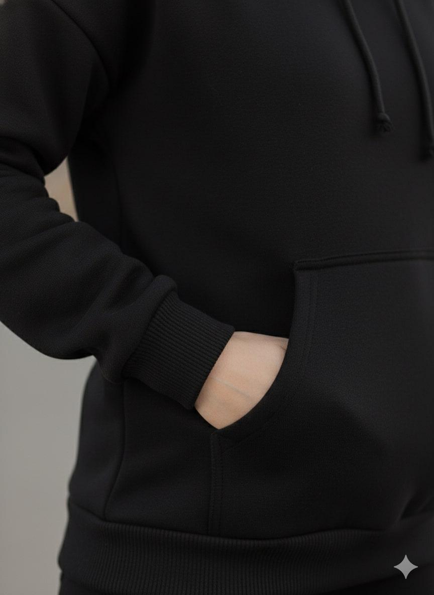 Women's Cotton Fleece Hoodie – Black