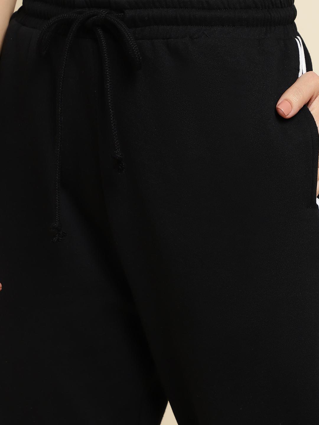 Women's Terry Cotton Track Pants – Black