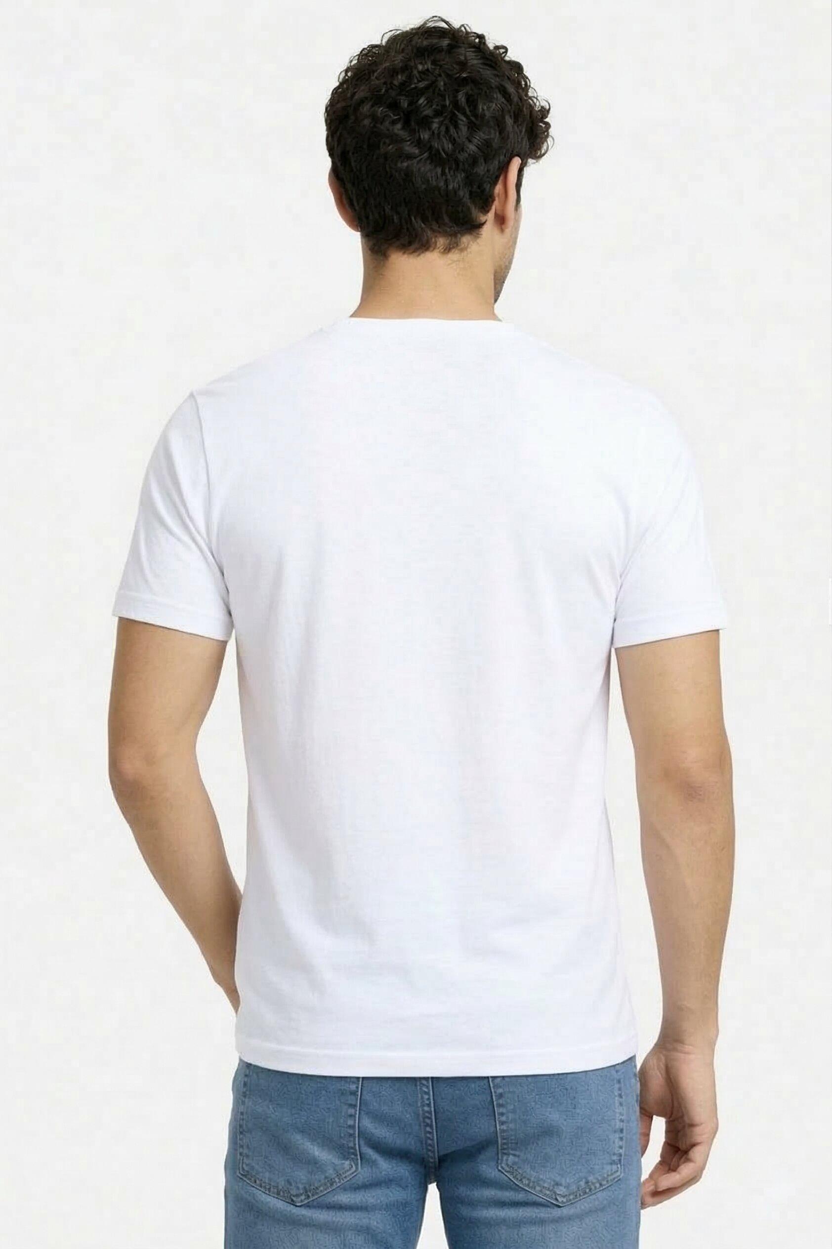 Unaone Men's Cotton V-Neck T-Shirt – White