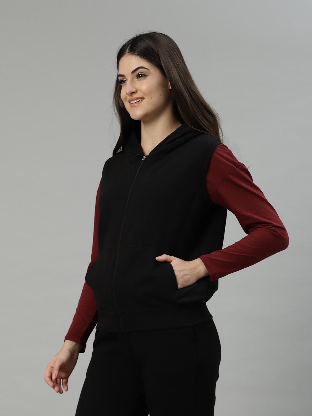 Women's Hooded Zip Sweatshirt – Black