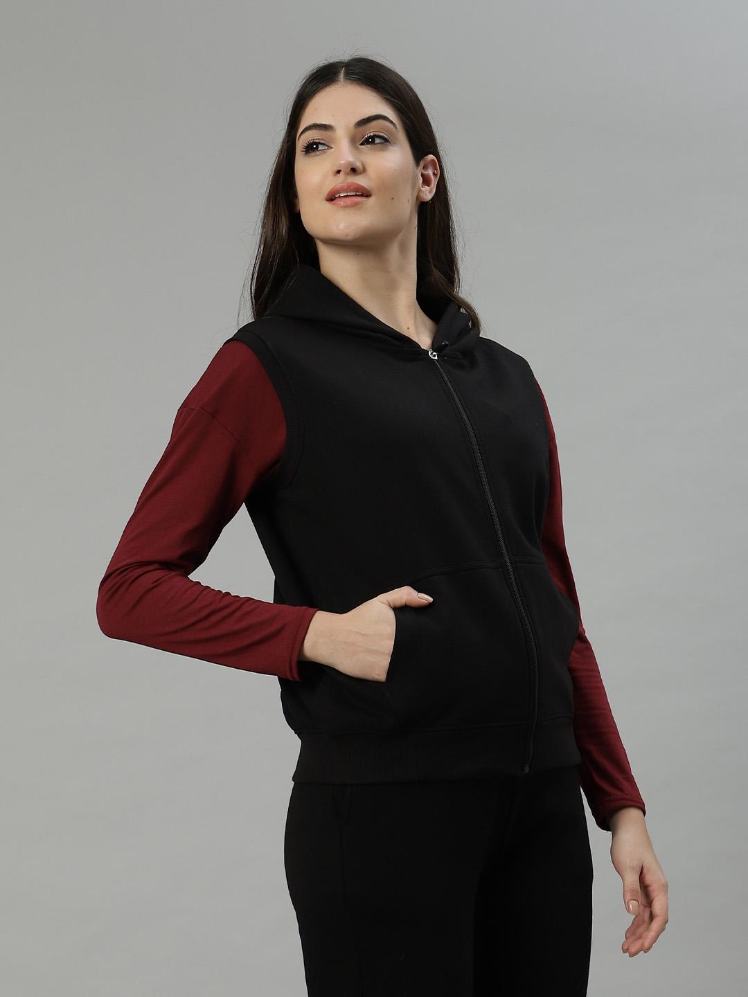Women's Hooded Zip Sweatshirt – Black