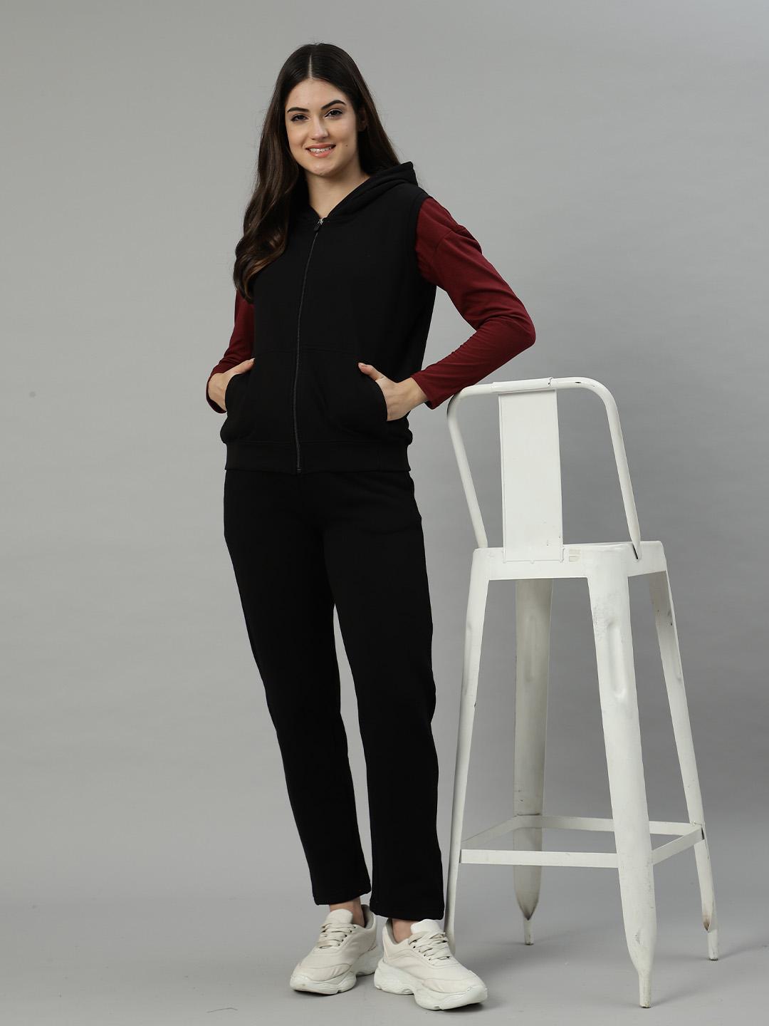 Women's Hooded Zip Sweatshirt – Black